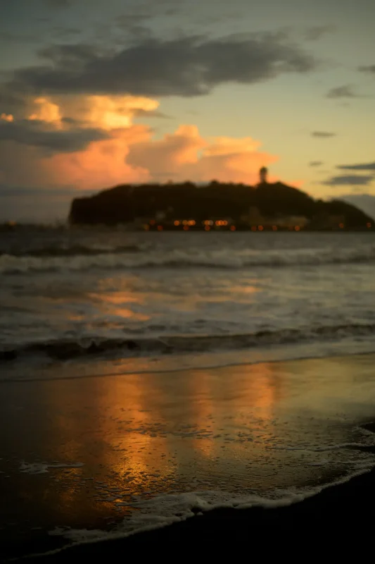 江の島の夕景から夜景へ、そして寿司